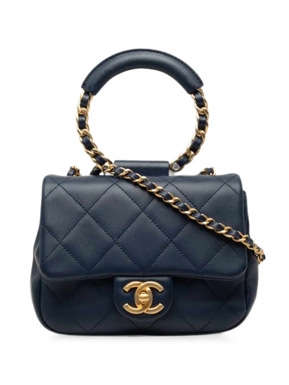 CHANEL Pre-Owned 2019 Mini Quilted Lambskin In The Loop Flap satchel - Blu