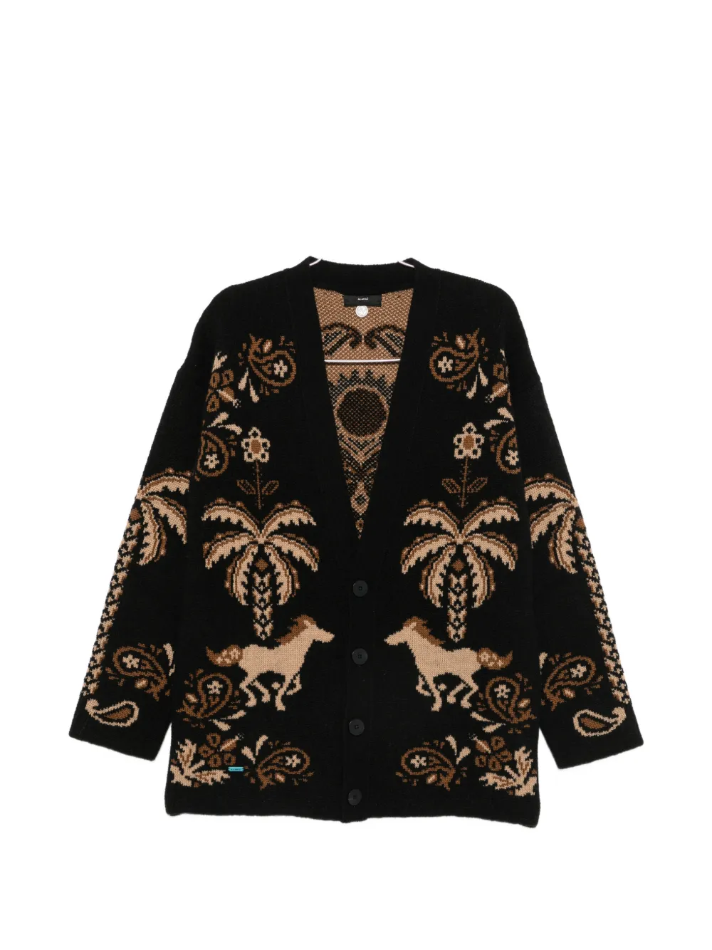 Alanui intarsia-knit cardigan - Nero