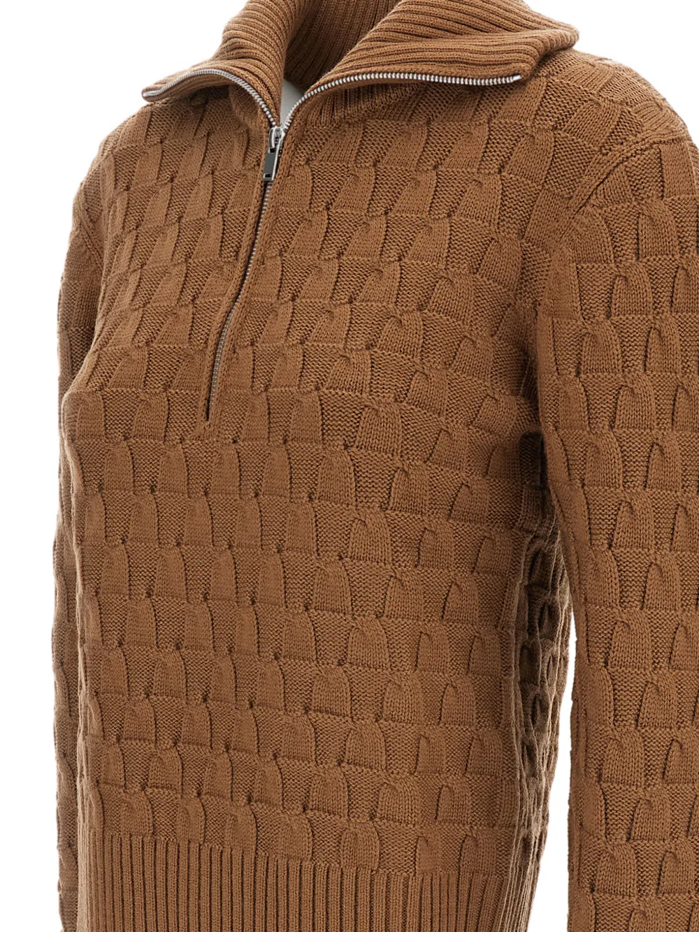 Wales Bonner basket-weave half-zip sweater Bruin