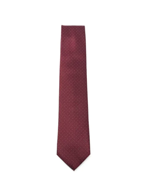 Brioni polka-dot herringbone-pattern tie