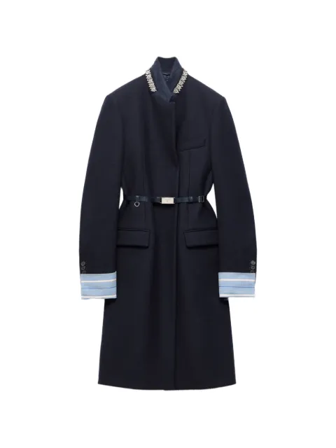 Prada single-breasted embroidered double wool coat