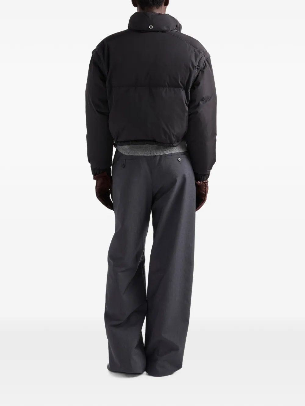 Prada Lichtgewicht Re-Nylon cropped donsjack Zwart