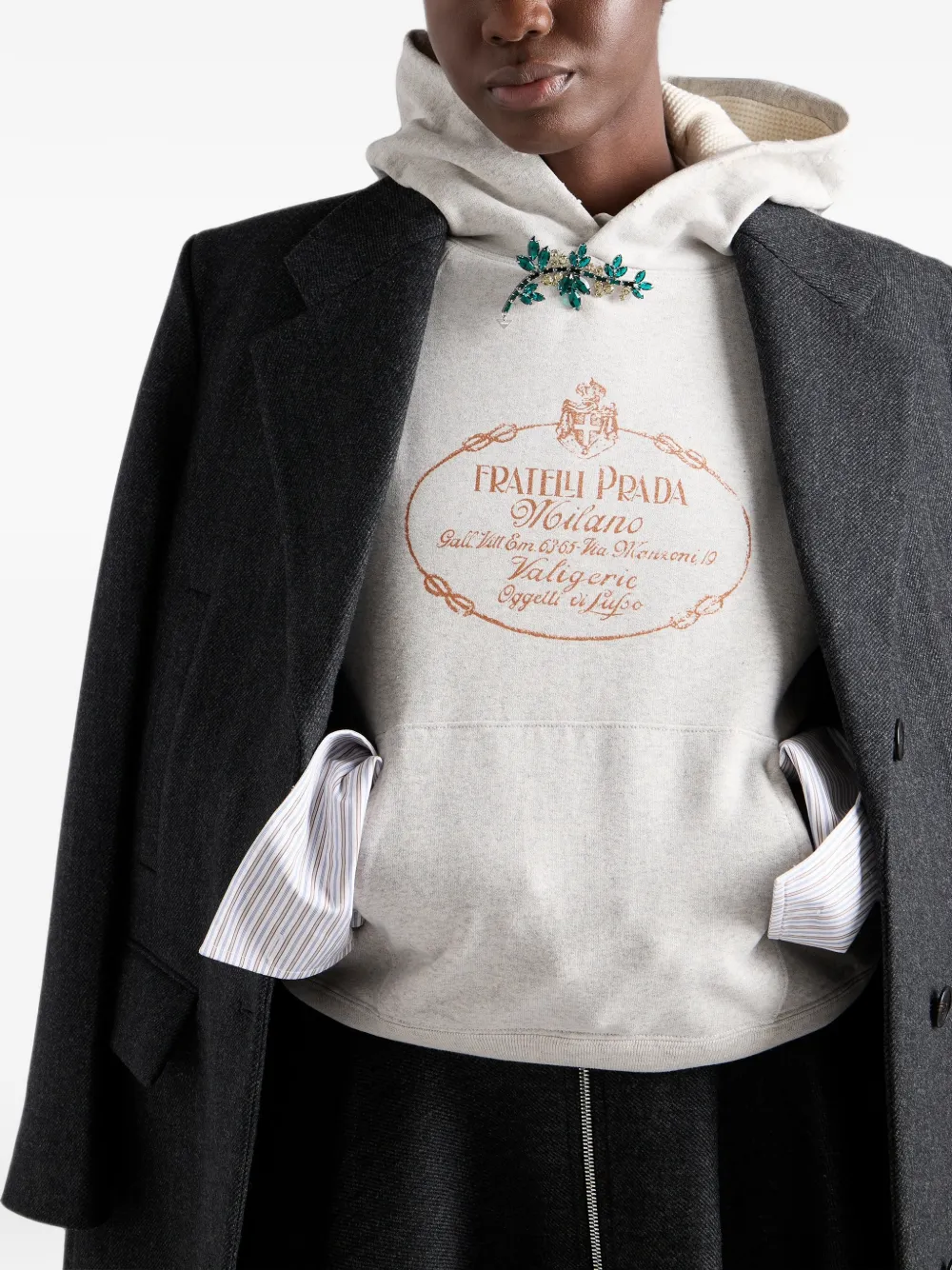 Prada Fleece hoodie Grijs
