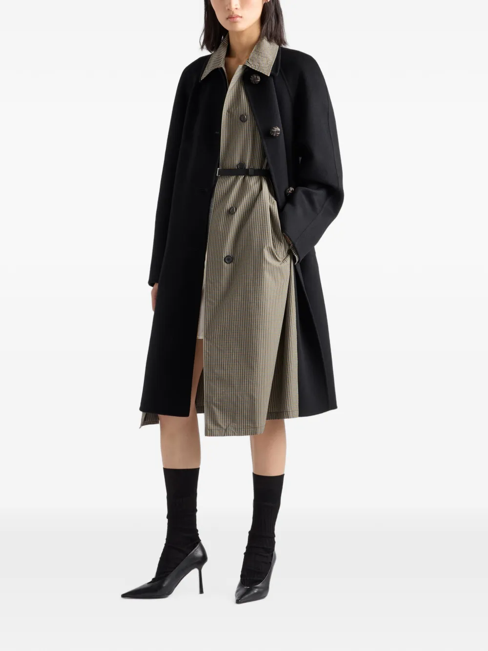Prada Geruite trenchcoat van technische stof Groen