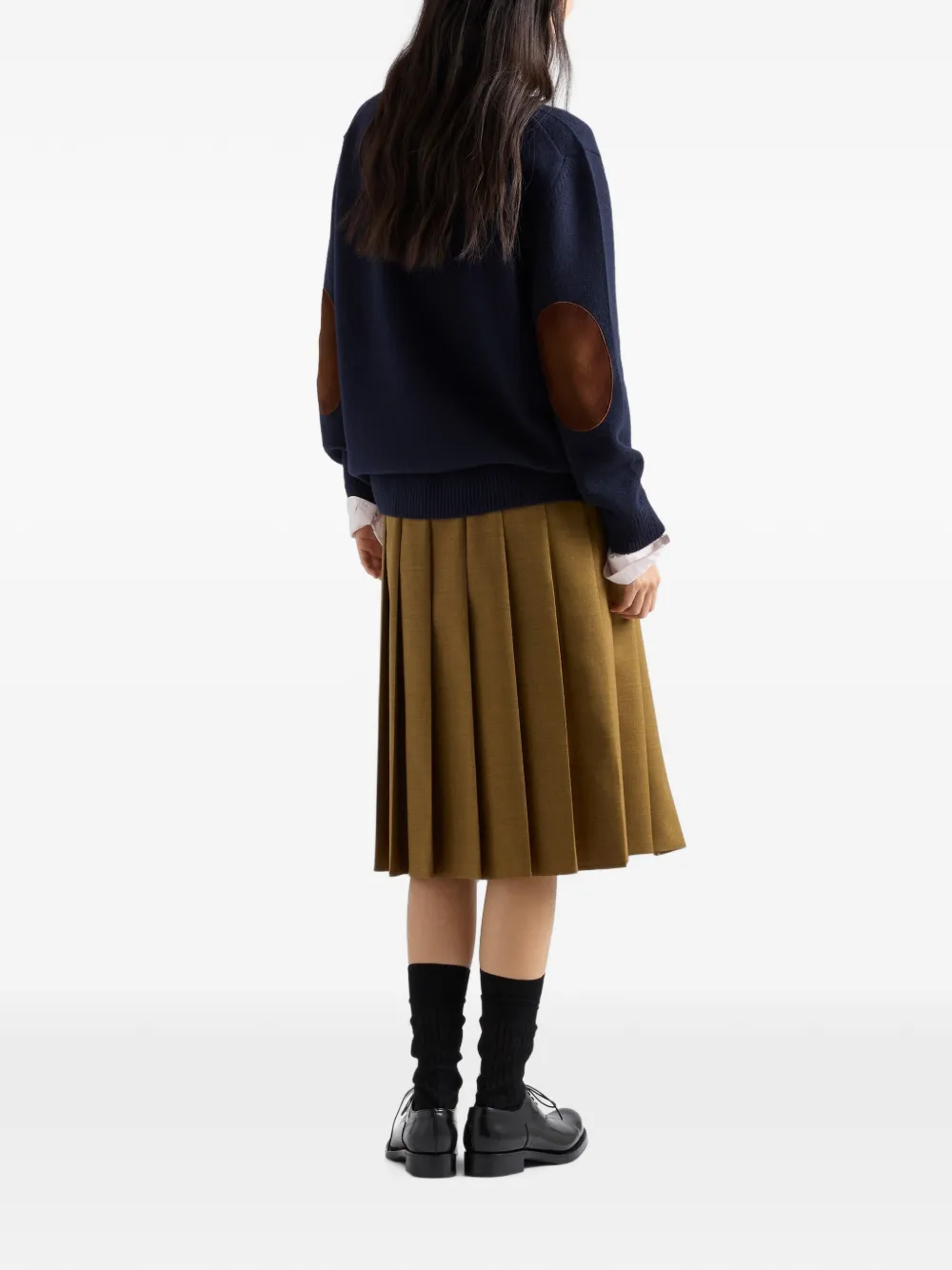 Prada Hopsack Midi-skirt In Brown