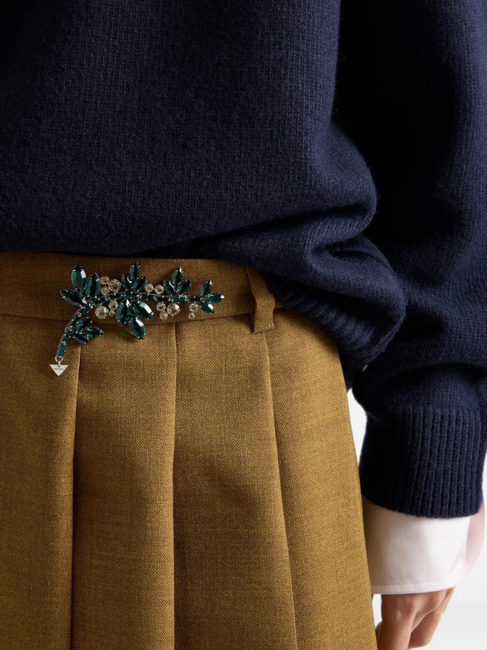 Prada Hopsack Midi-skirt In Brown