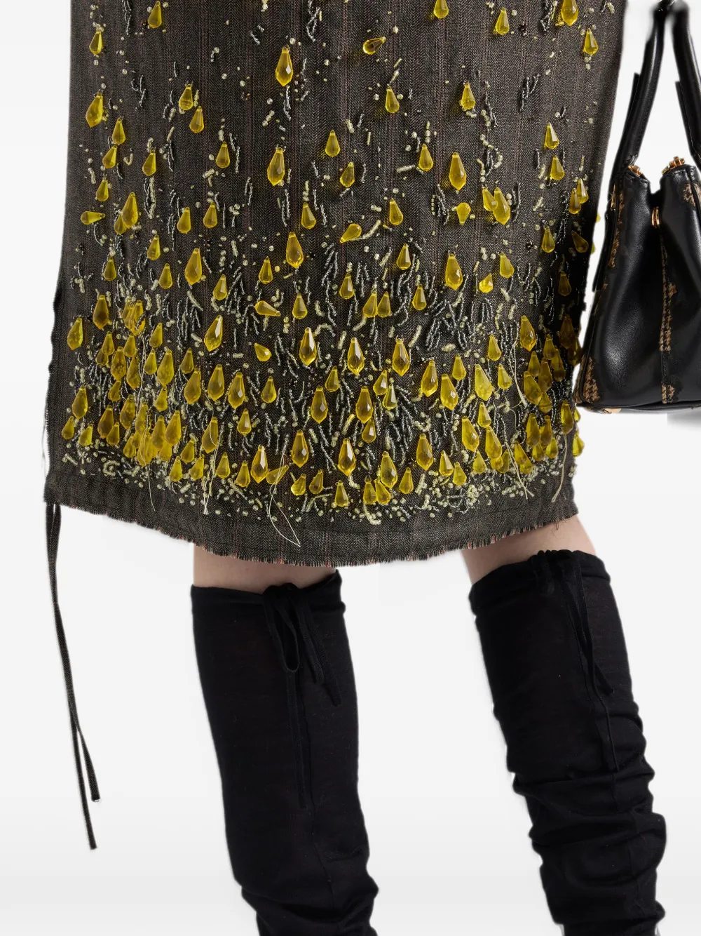 Prada Chevron wool skirt with gradient embroidery Grijs