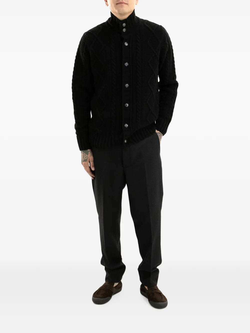 Barba Kabelgebreid vest Zwart