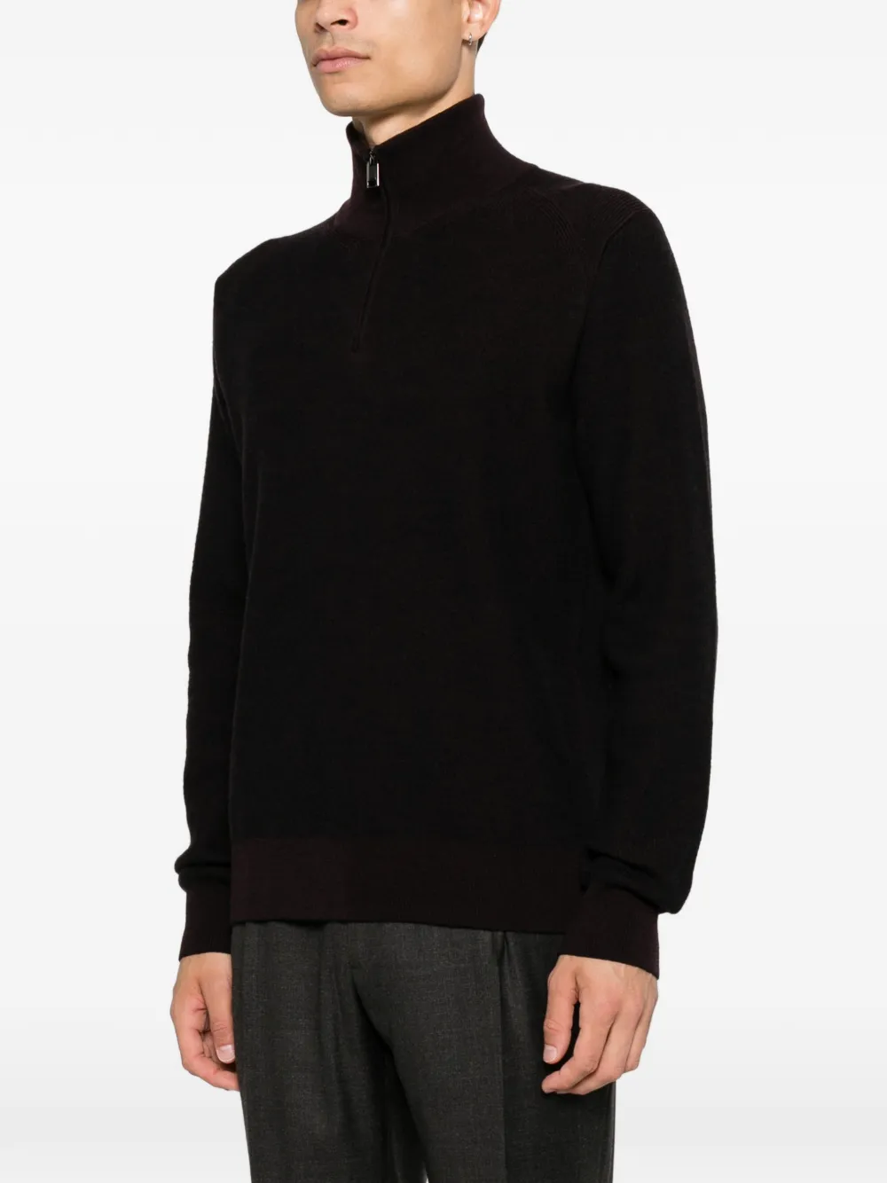 Brioni Kasjmier trui met rits Paars