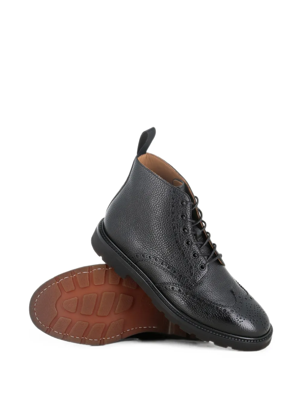 Henderson Baracco brogue-detail pebbled leather boots Zwart