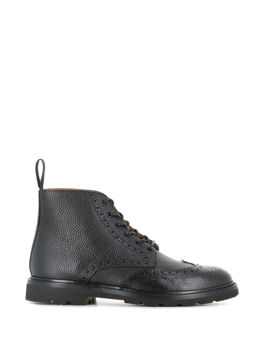 Henderson Baracco brogue-detail pebbled leather boots Zwart