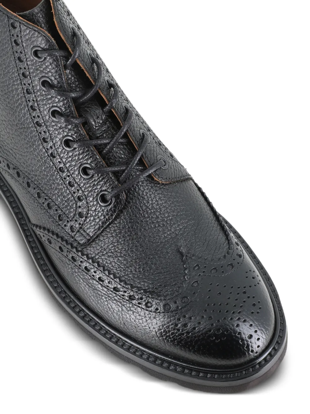 Henderson Baracco brogue-detail pebbled leather boots Zwart