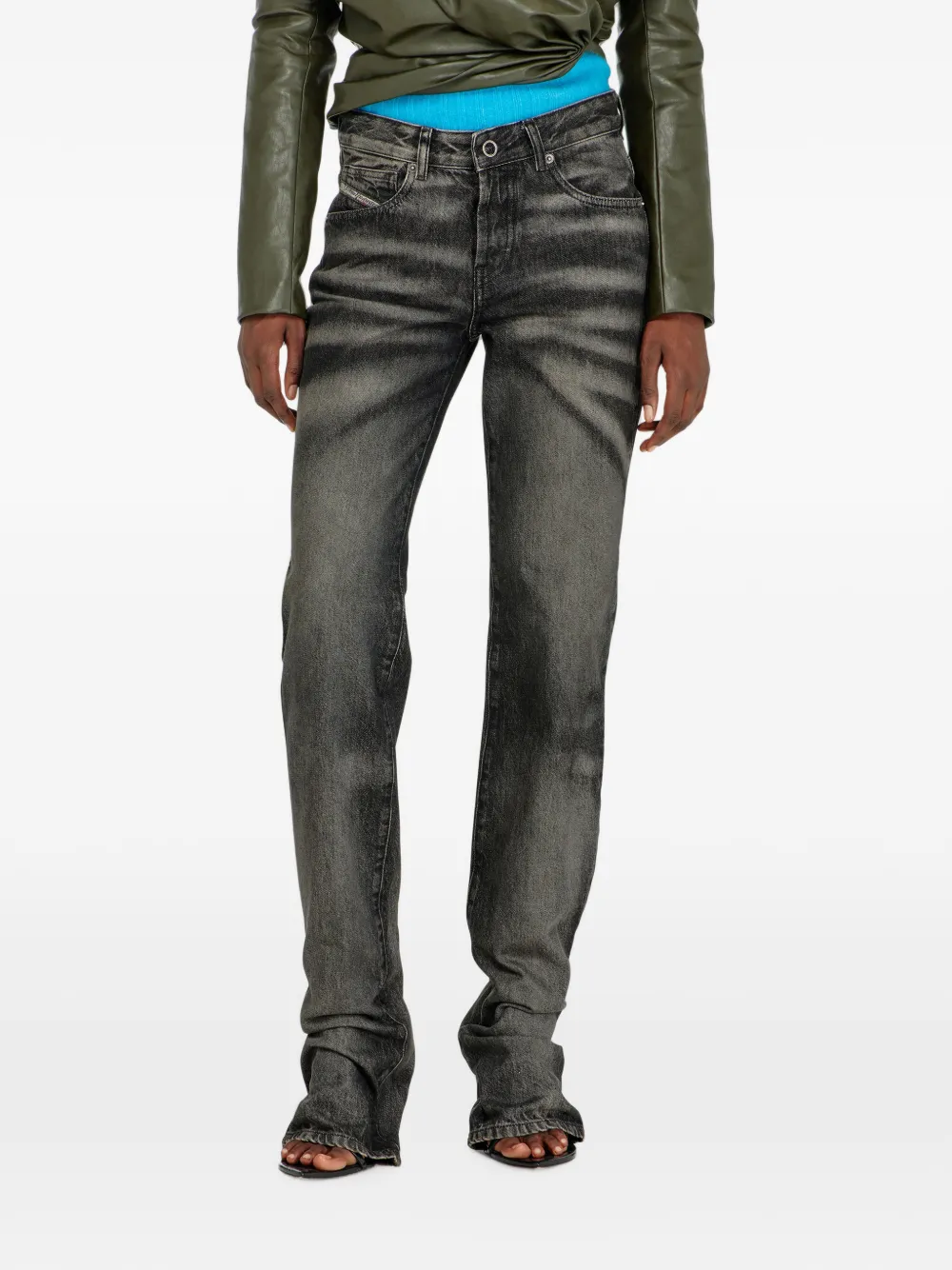 Diesel Jeans met riemlussen Zwart