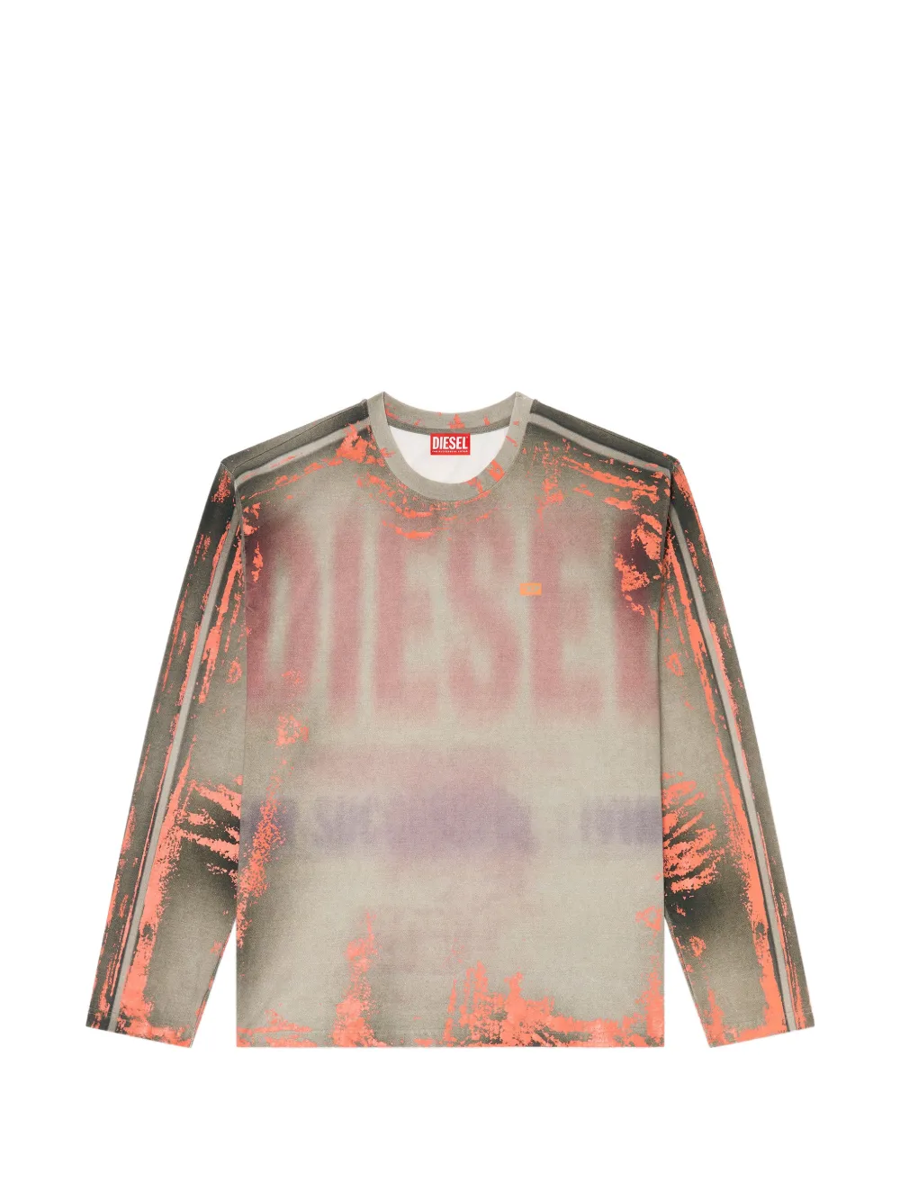 Diesel long-sleeve T-shirt in cracked jersey - Grigio