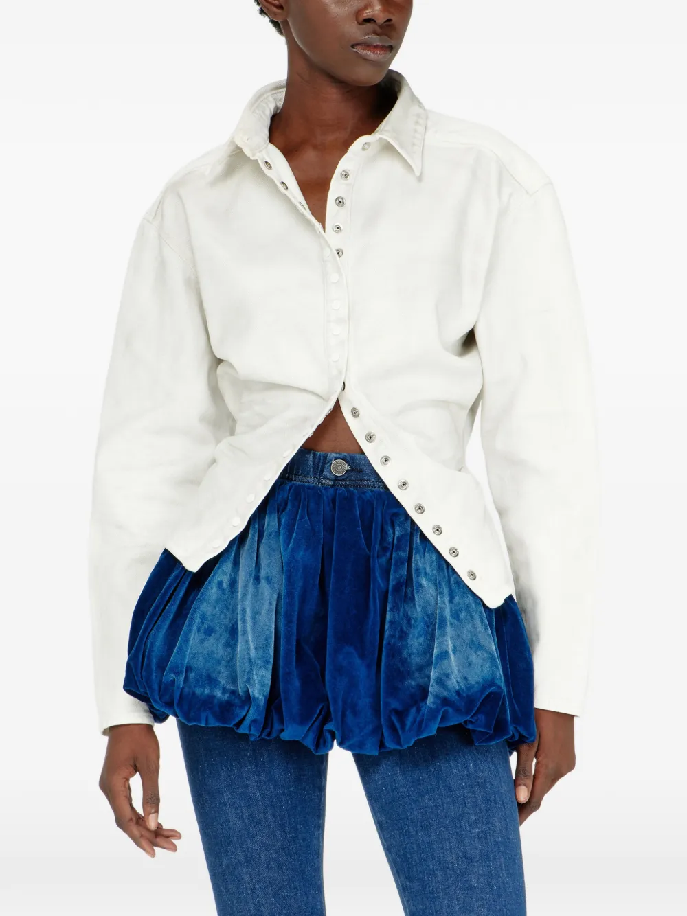 Diesel Denim blouse met logoplakkaat Wit