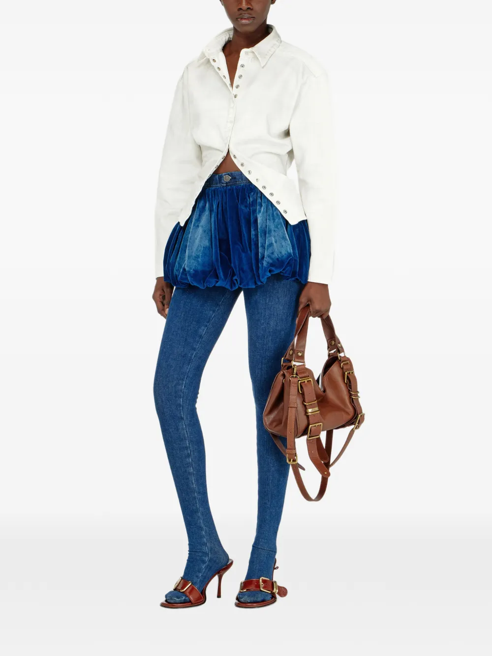 Diesel Denim blouse met logoplakkaat Wit