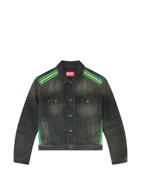 Diesel trucker jacket with striped-shoulder bands