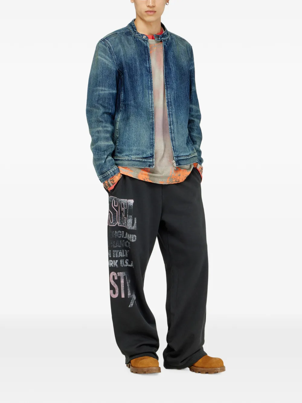 Diesel Joggingbroek met grafische concert-print Zwart