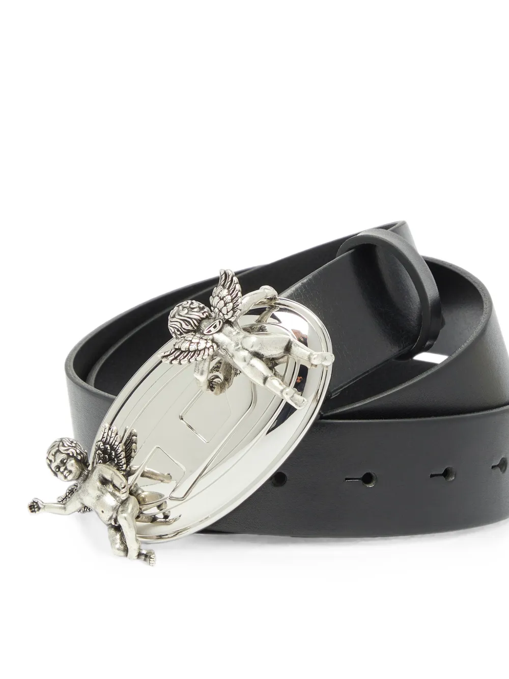 Diesel 3 5 cm leren riem met Oval D-gesp Zwart