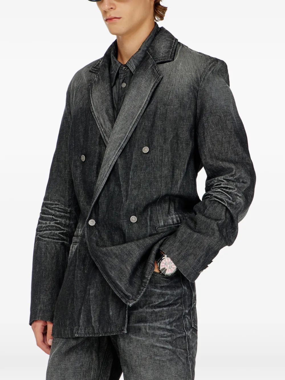 Diesel Blazer met dubbele rij knopen Zwart