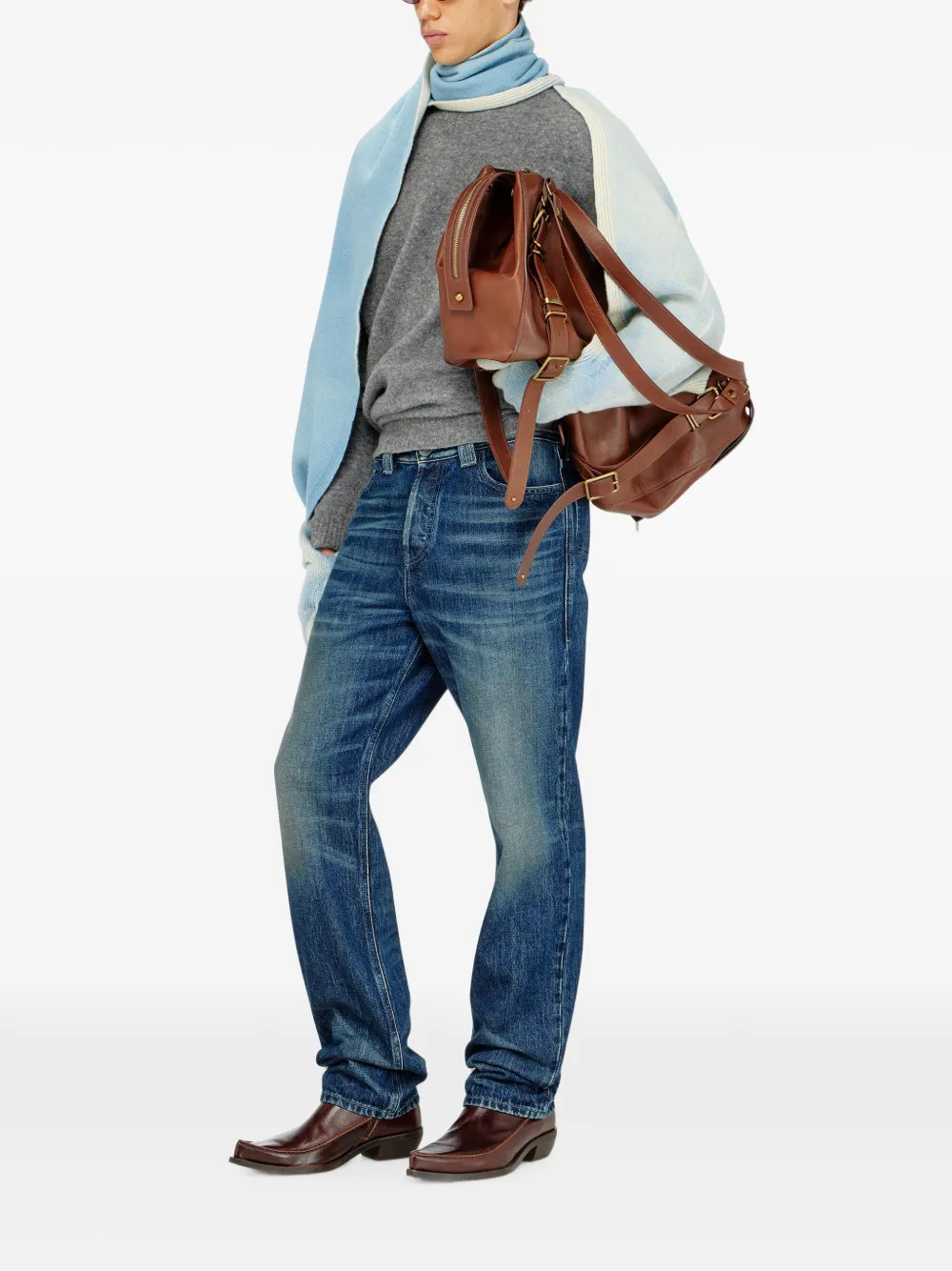 Diesel Hybride tweekleurige wollen sjaal Blauw