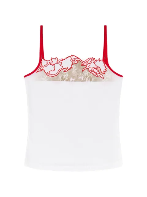 Diesel ribbet top med blomsterbroderi
