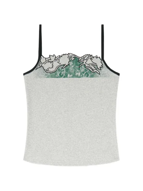 Diesel ribbed camisole with floral outline embroidery