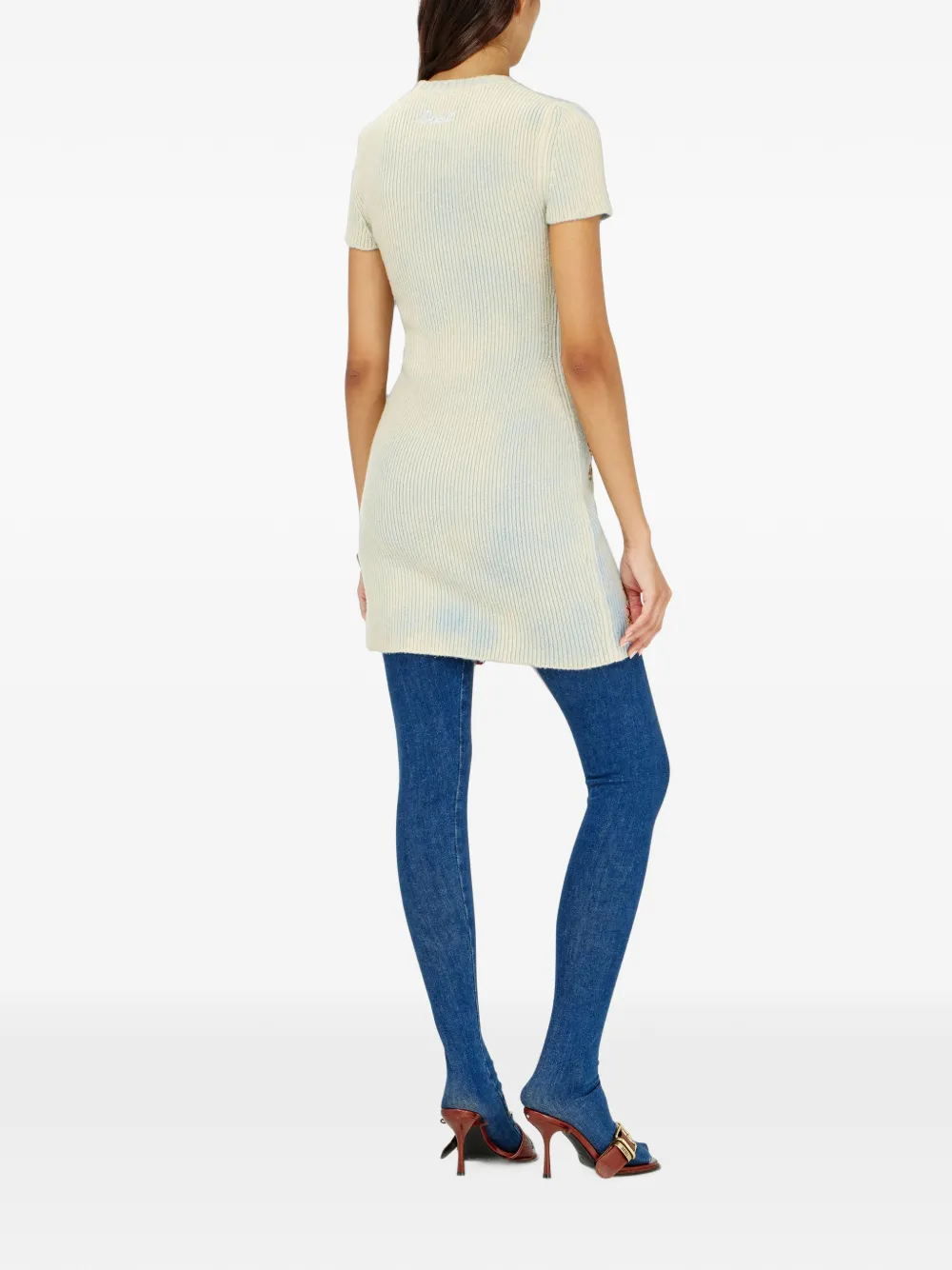 Diesel Gebreide jurk van wolblend met bloemen Beige