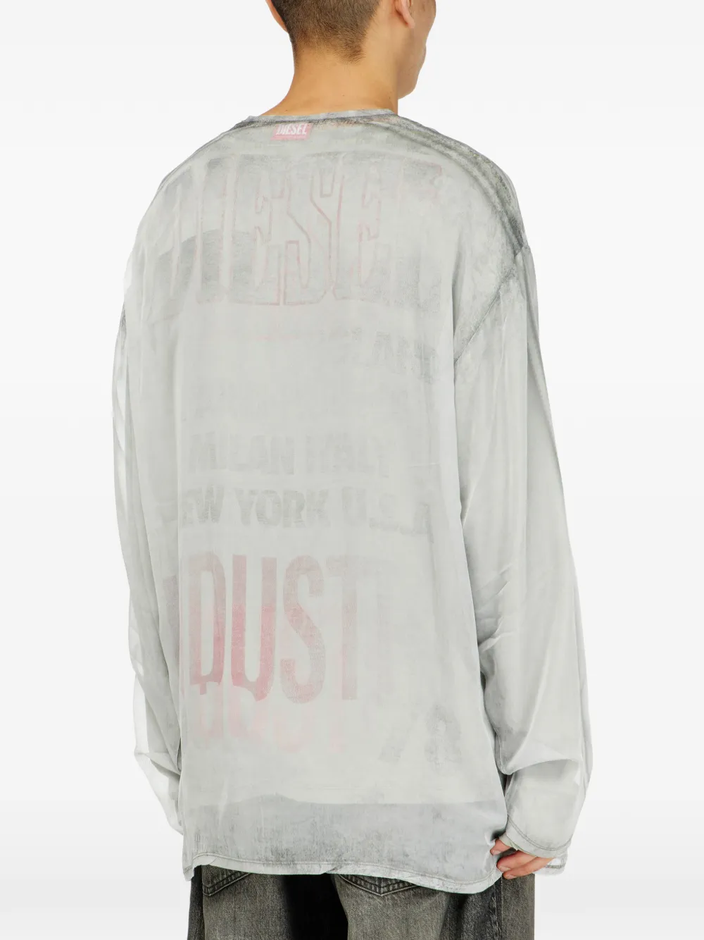 Diesel Doorzichtige chiffon top met grafische concert-print Grijs