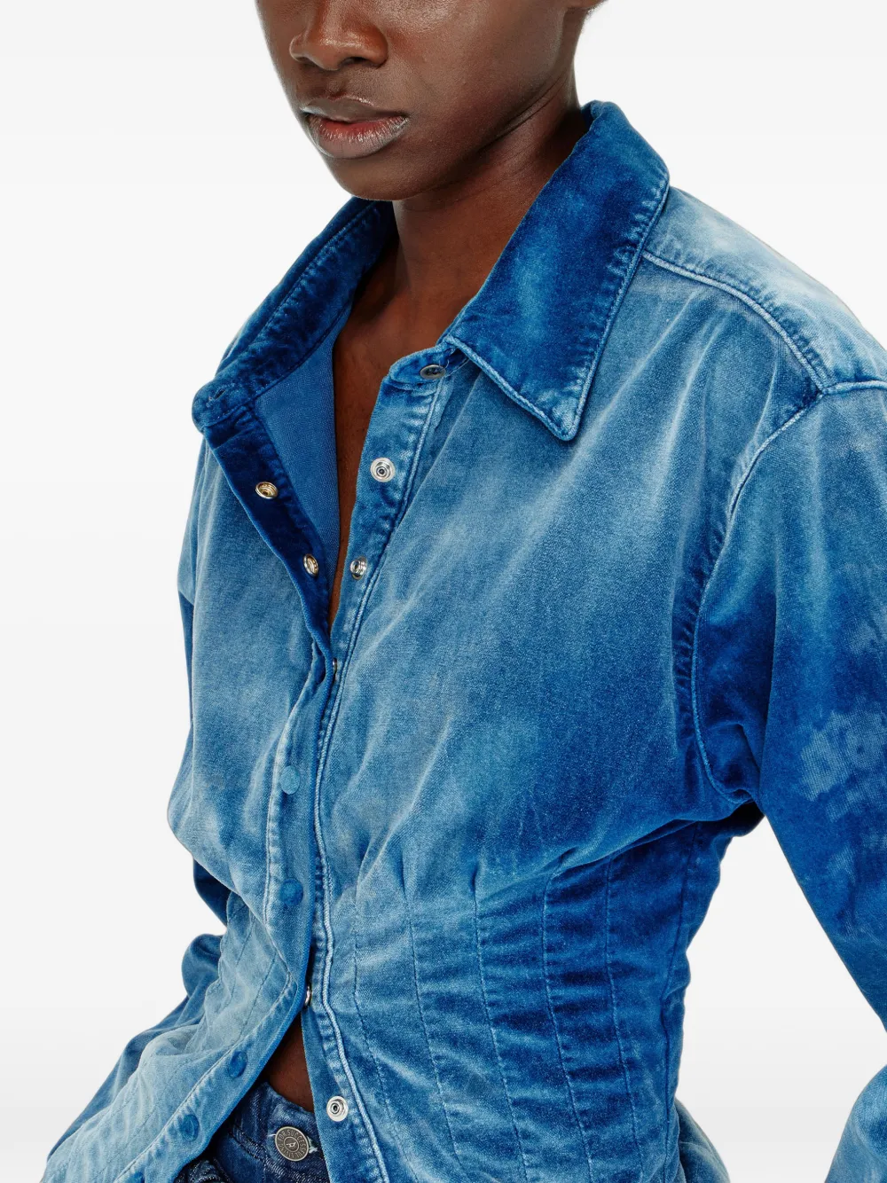 Diesel shirt in velvet denim Blauw