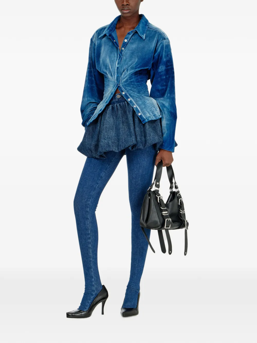 Diesel shirt in velvet denim Blauw