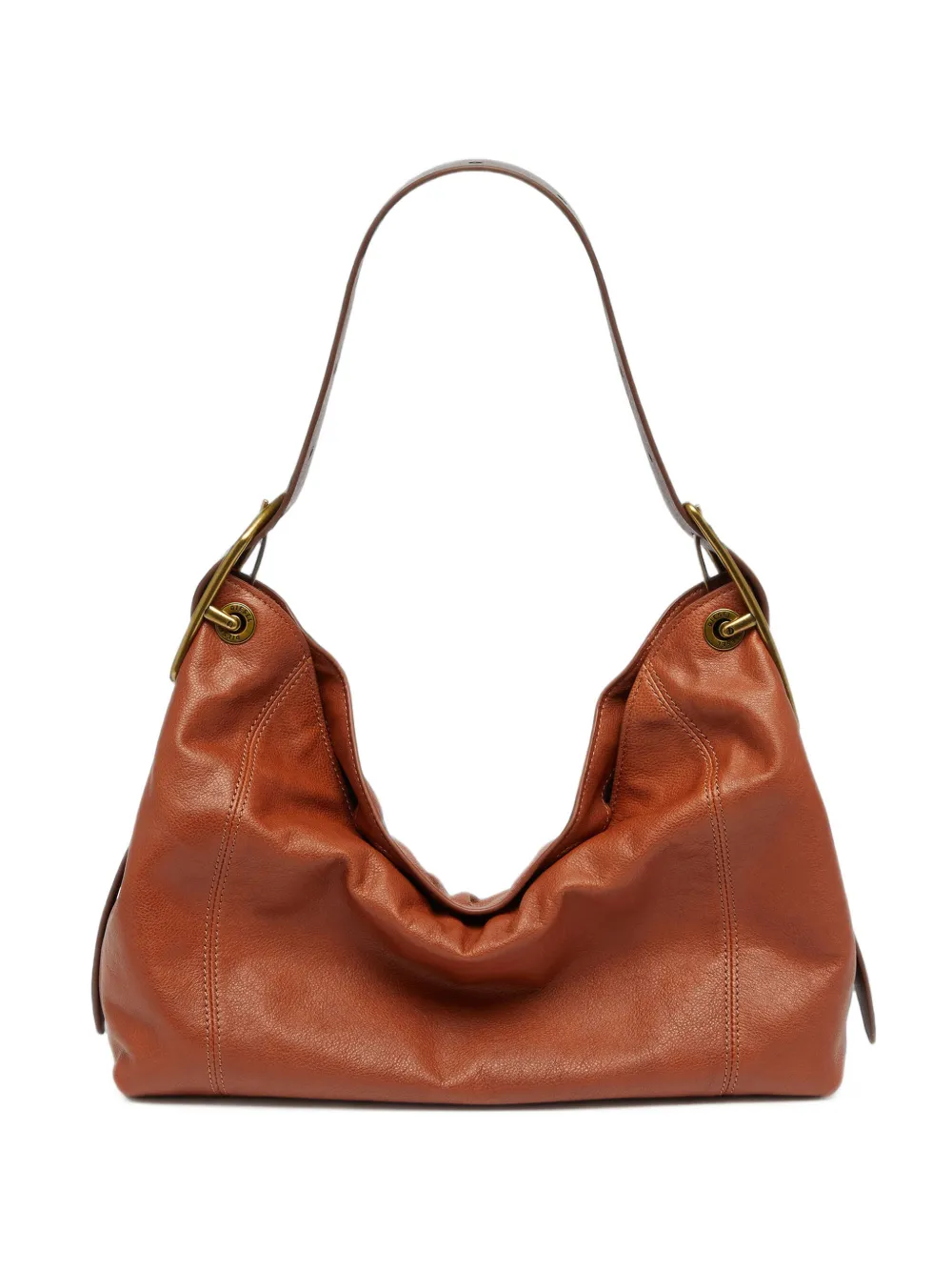 Diesel D-Line shoulder bag in shiny leather - Marrone