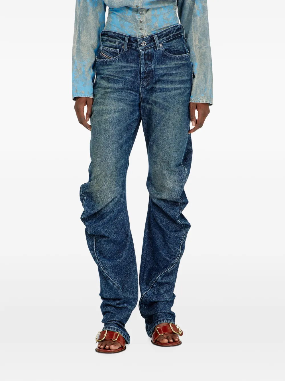 Diesel D-Twisty jeans met toelopende pijpen Blauw