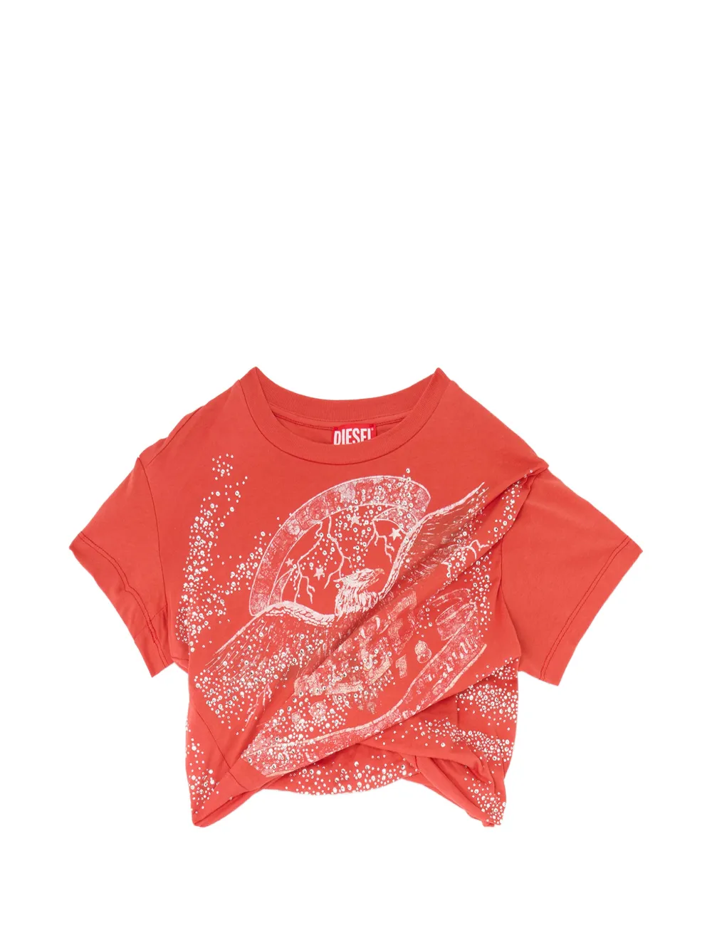Diesel rucked-up T-shirt in double-layer jersey - Rosso