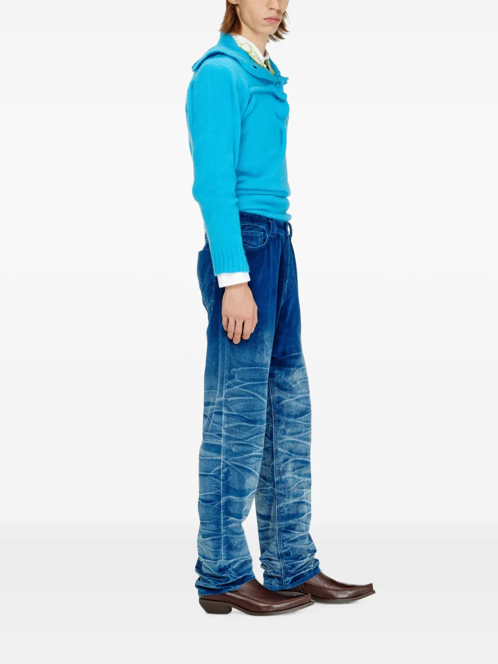 Diesel 1991 D-Voeed jeans met laserbehandeling Blauw