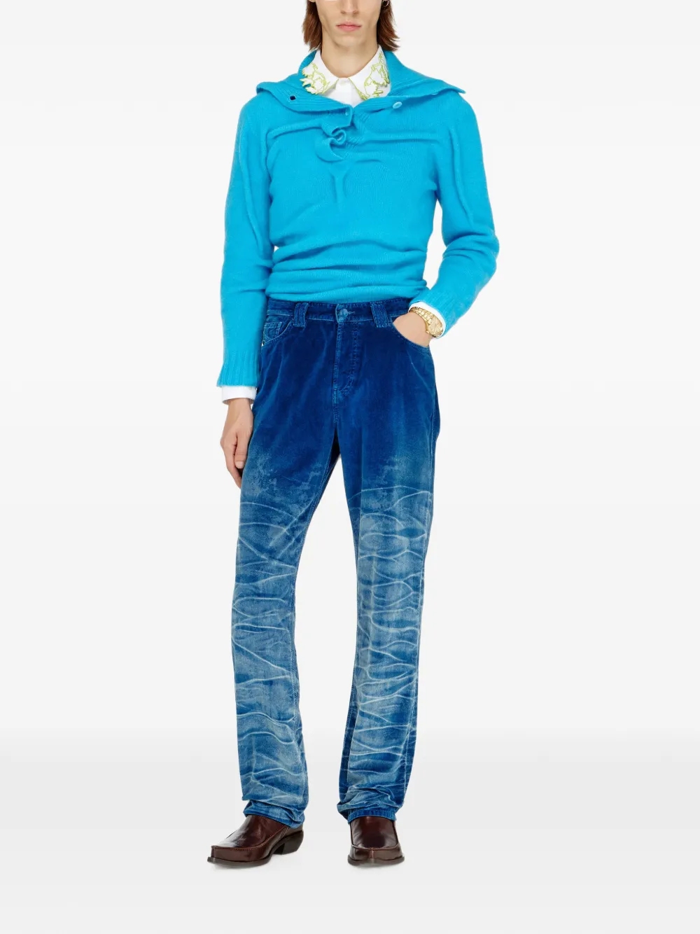 Diesel 1991 D-Voeed jeans met laserbehandeling Blauw