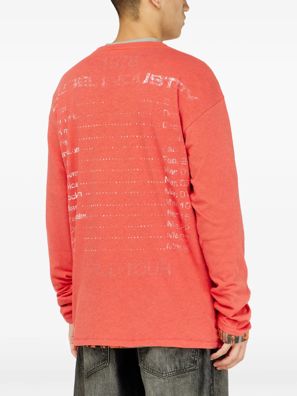 Diesel T-shirt met lange mouwen en concert-print Rood