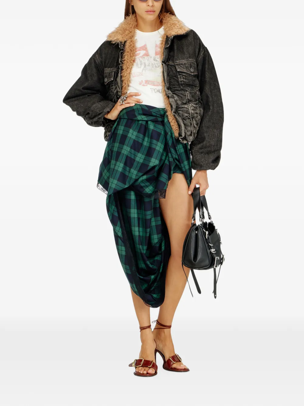 Diesel ruched denim jacket Zwart