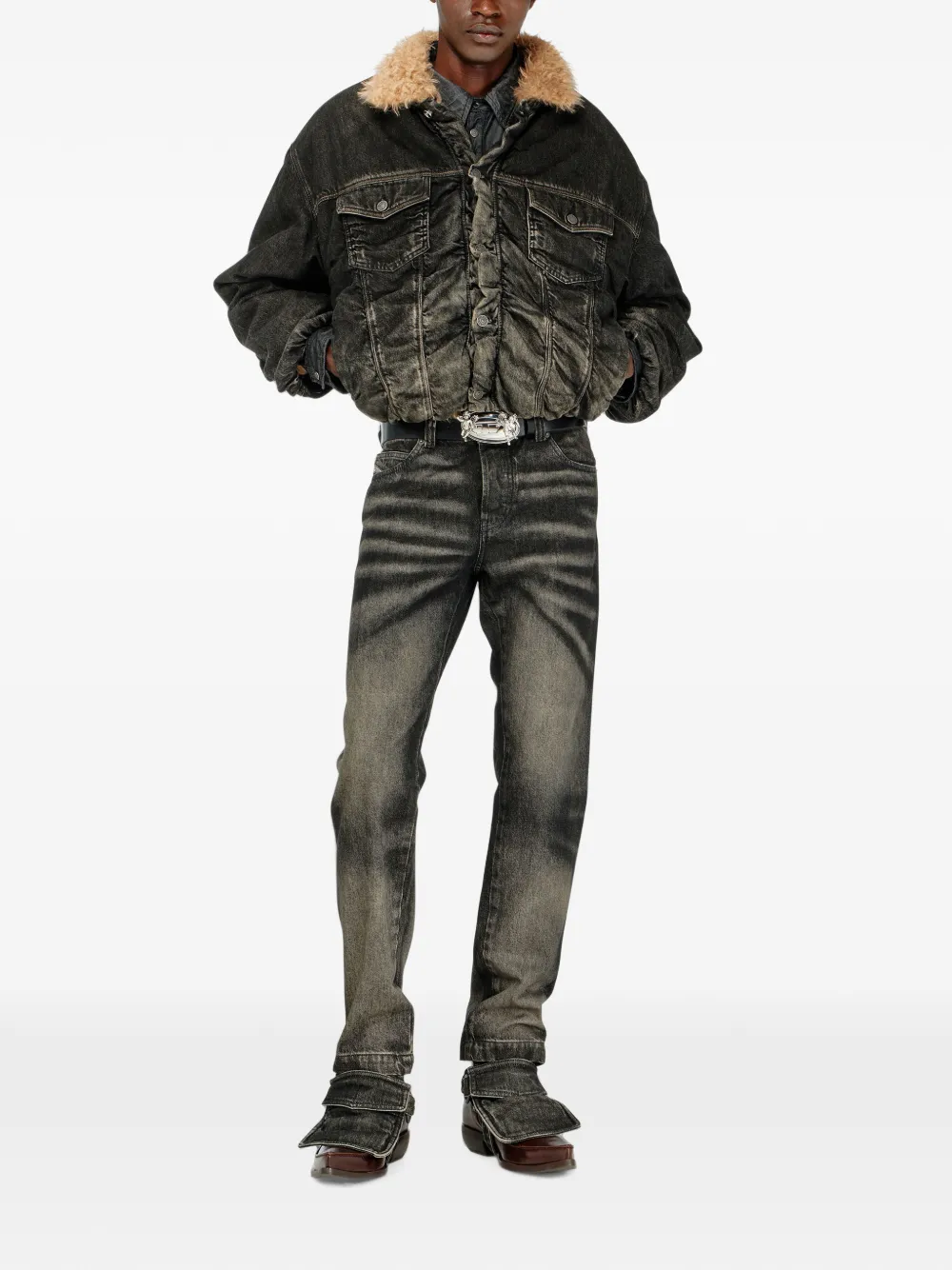 Diesel ruched denim jacket Zwart
