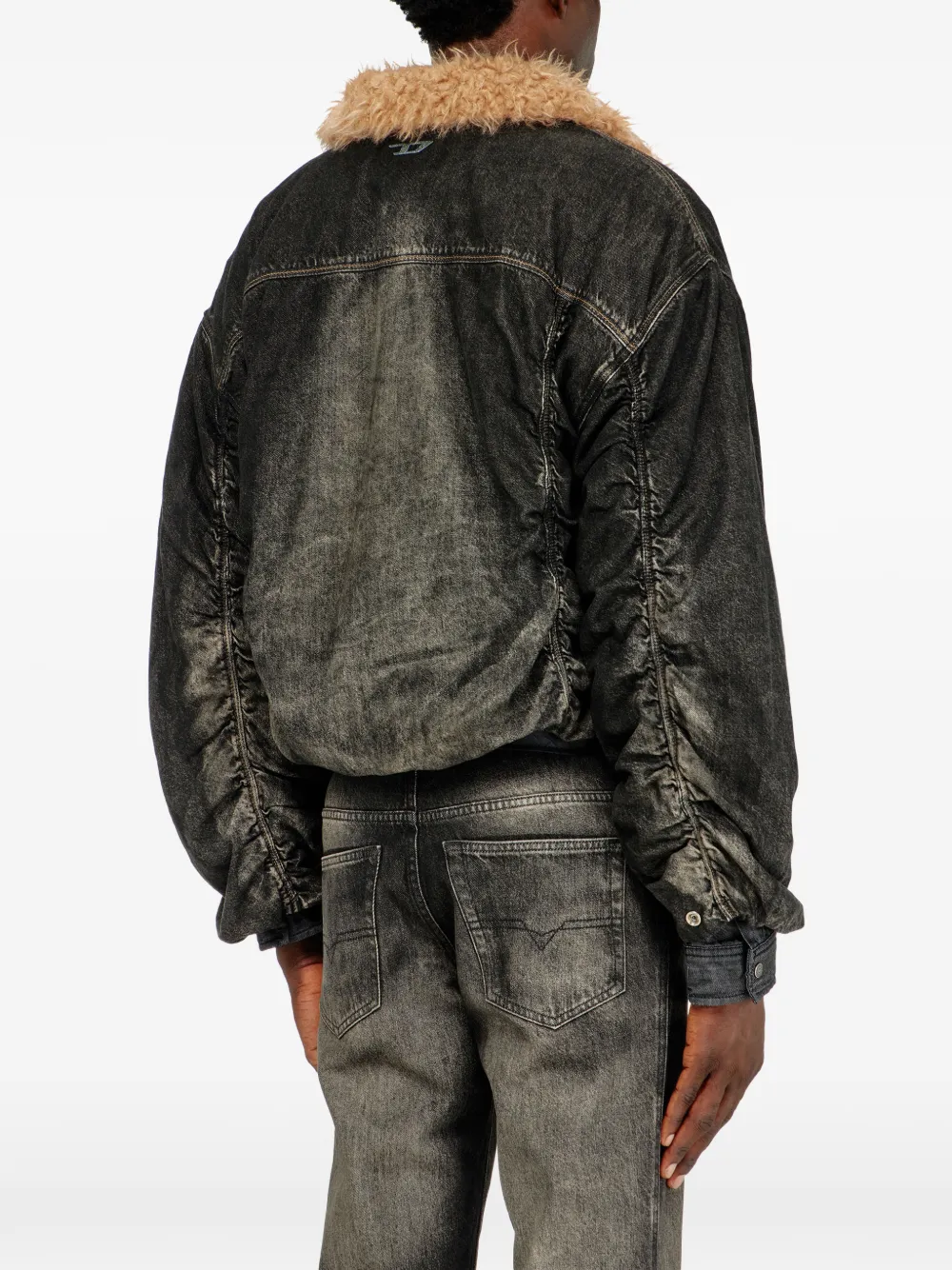 Diesel ruched denim jacket Zwart
