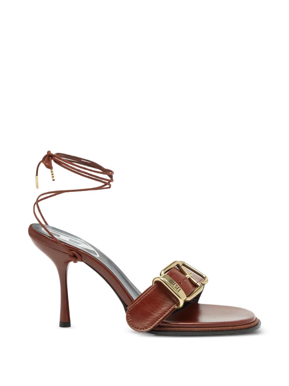 Diesel D-Cocco leren sandalen met enkelbandje Bruin
