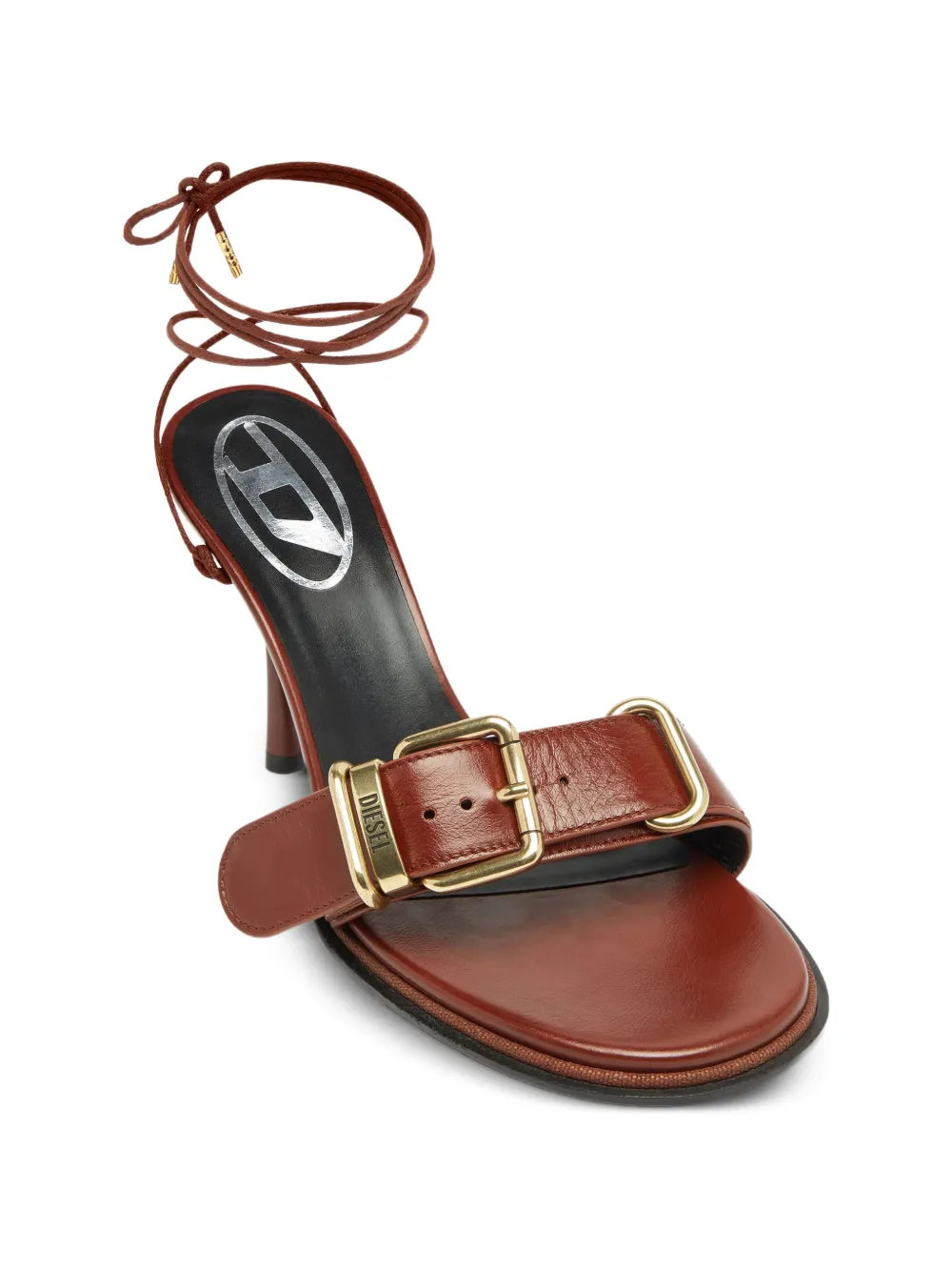 Diesel D-Cocco leren sandalen met enkelbandje Bruin