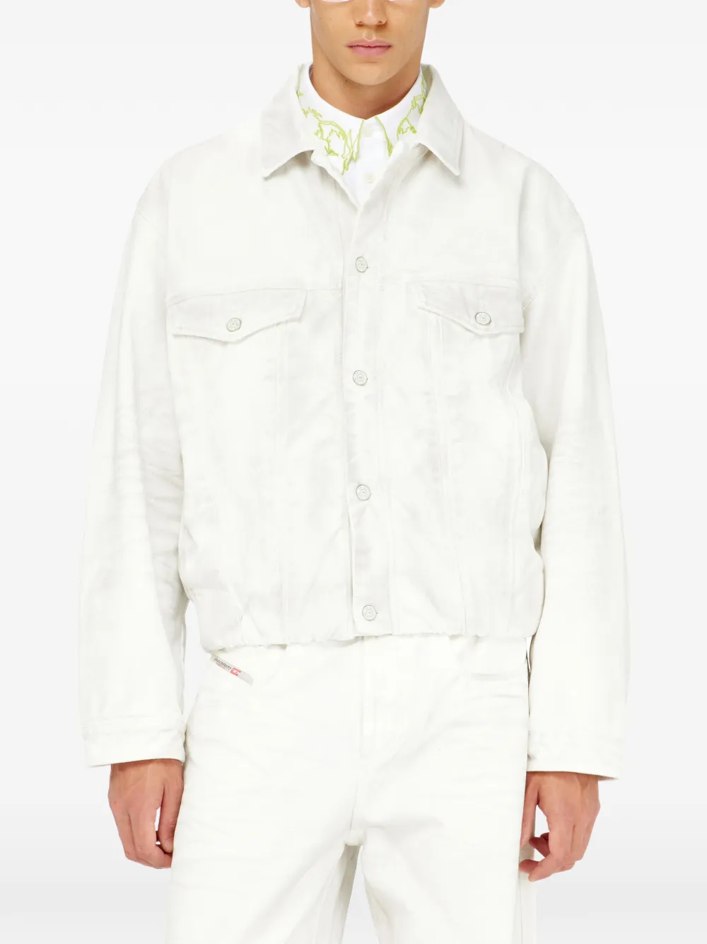 Diesel Elastisch denim truckerjack Wit