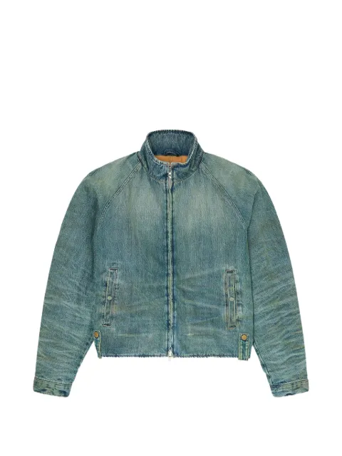 Diesel padded jacket in dirty-effect creased denim