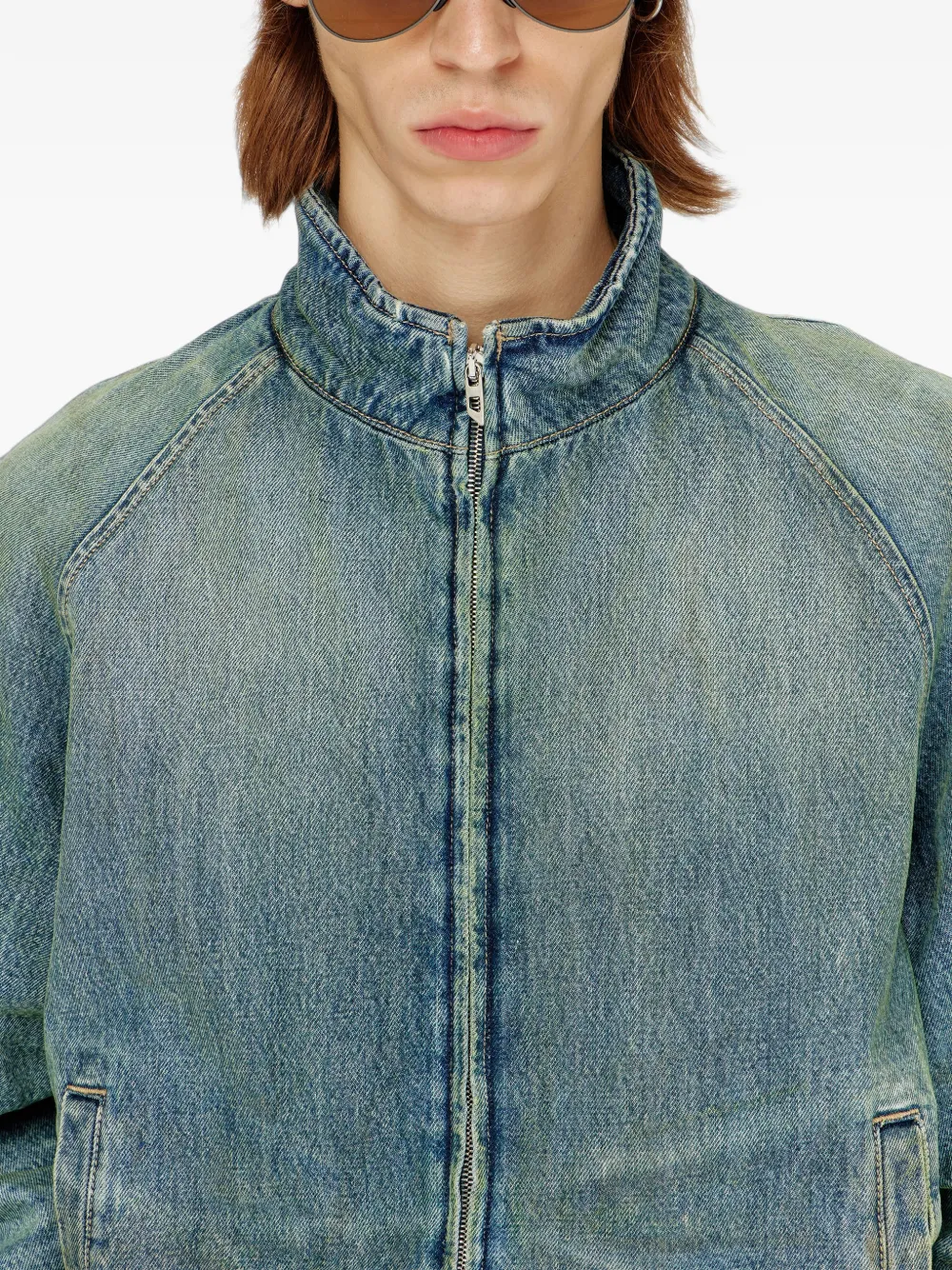 Diesel Gewatteerd denim jack met kreuken en vuil effect Blauw