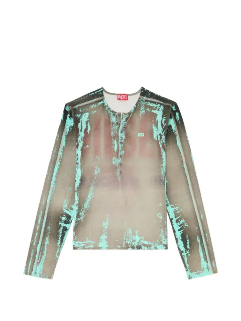 Diesel Grandad T-shirt in cracked leather-effect jersey