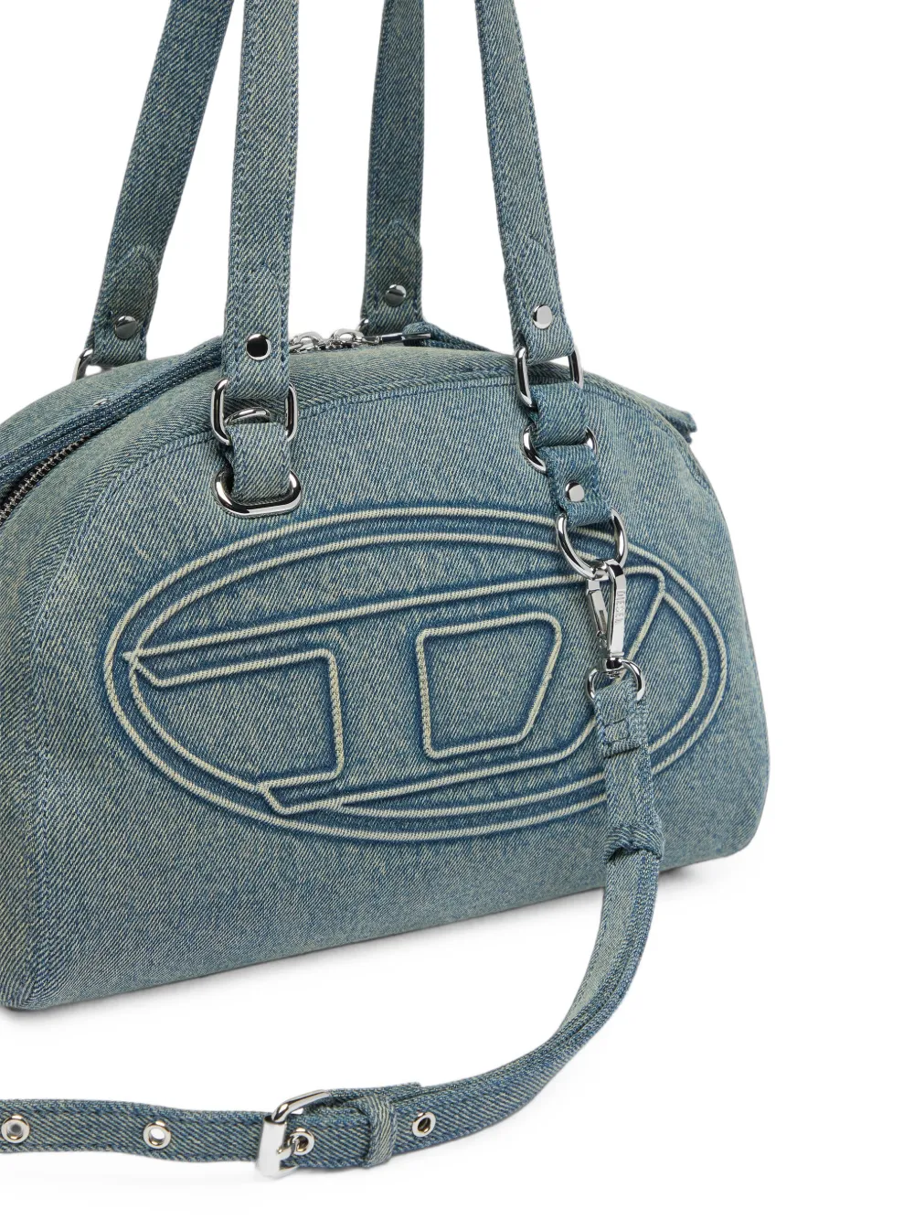 Diesel 1DR denim schoudertas met Oval D-logo Blauw