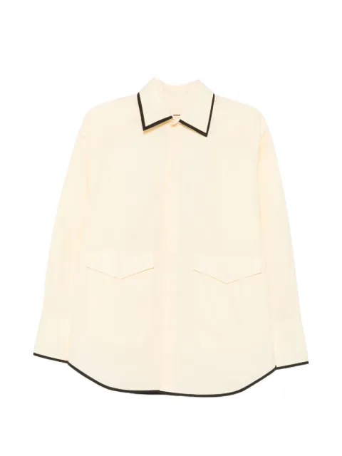 Plan C contrast-trim flap-pocket shirt
