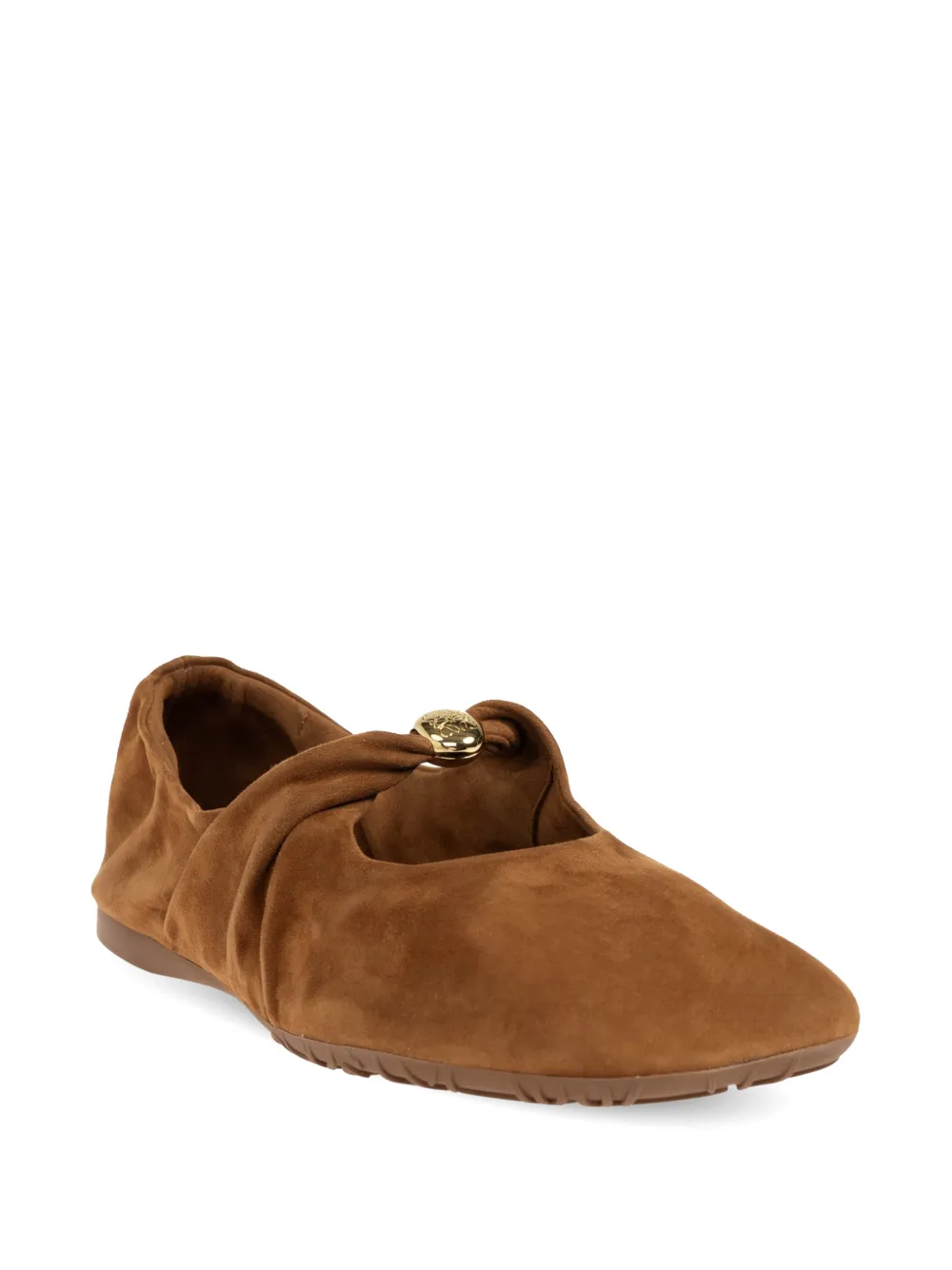 LOEWE pebble soft ballerina in suede goatskin Bruin