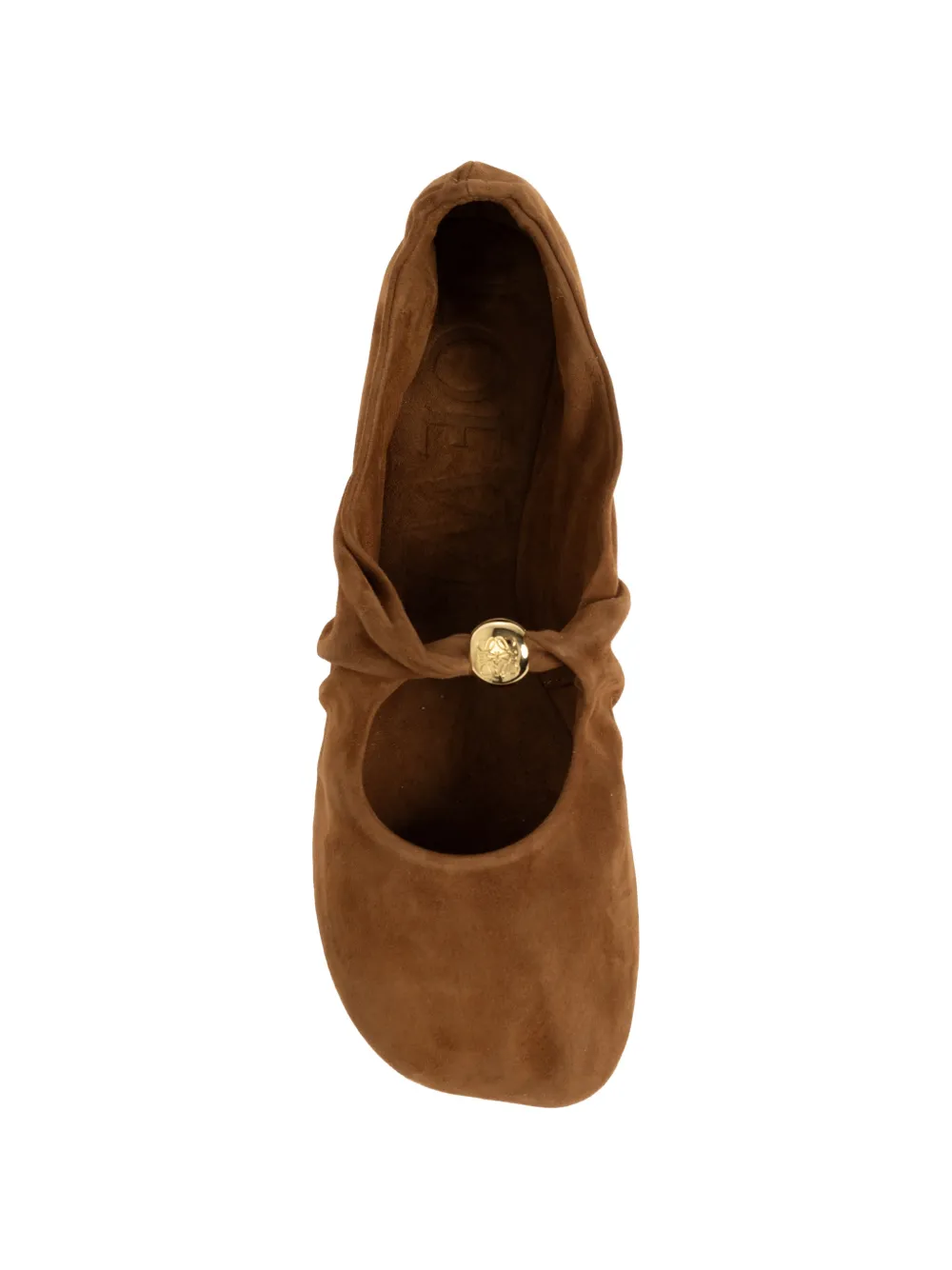 LOEWE pebble soft ballerina in suede goatskin Bruin